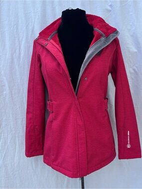 Free Country Fleece Lined Softshell Jacket Hooded Raspberry Pink Fuchsia Med